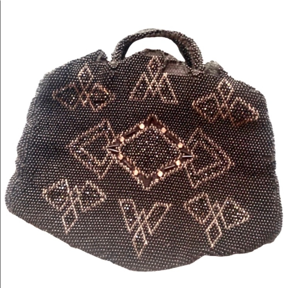 Vintage Czechoslovakian black bugle bead Purse